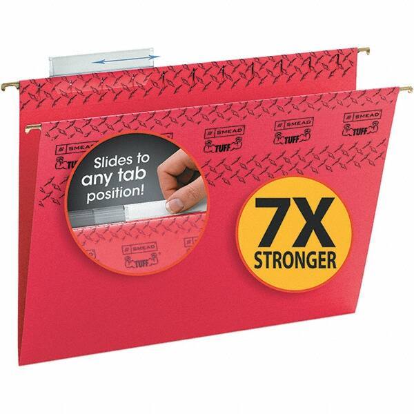 SMEAD - 12-1/4 x 9-1/2", Letter Size, Red, Hanging File Folder - 11 Point Stock, 1/3 Tab Cut Location - Exact Tool & Supply