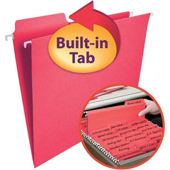 SMEAD - 12-1/4 x 9-1/2", Letter Size, Red, Hanging File Folder - 11 Point Stock, 1/3 Tab Cut Location - Exact Tool & Supply