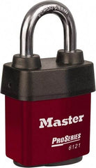 Master Lock - 1-1/8" Shackle Clearance, Keyed Different Padlock - 5/16" Shackle Diam, Laminated Steel - Exact Tool & Supply