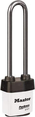 Master Lock - 5-5/8" Shackle Clearance, Keyed Different Padlock - 5/16" Shackle Diam, Laminated Steel - Exact Tool & Supply