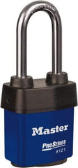 Master Lock - 5-5/8" Shackle Clearance, Keyed Different Padlock - 5/16" Shackle Diam, Laminated Steel - Exact Tool & Supply
