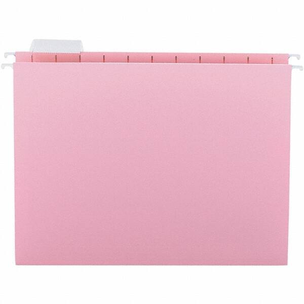 SMEAD - 12-1/4 x 9-1/2", Letter Size, Pink, Hanging File Folder - 11 Point Stock, 1/5 Tab Cut Location - Exact Tool & Supply