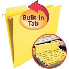SMEAD - 12-1/4 x 9-1/2", Letter Size, Yellow, Hanging File Folder - 11 Point Stock, 1/3 Tab Cut Location - Exact Tool & Supply