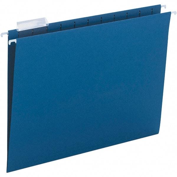 SMEAD - 12-1/4 x 9-1/2", Letter Size, Navy, Hanging File Folder - 11 Point Stock, 1/5 Tab Cut Location - Exact Tool & Supply