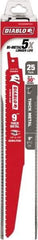 Freud - 9" Long x 1" Thick, Bi-Metal Reciprocating Saw Blade - Tapered Profile, 8 to 10 TPI, Toothed Edge, Tang Shank - Exact Tool & Supply