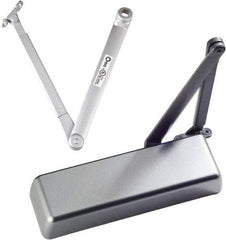 Ability One - 12" Closer Body Length, Institutional Grade 1 Door Closer Manual Damper - Aluminum Finish, Non-Handed - Exact Tool & Supply