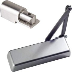 Ability One - 12" Closer Body Length, Institutional Grade 1 Door Closer Manual Damper - Aluminum Finish, Non-Handed - Exact Tool & Supply