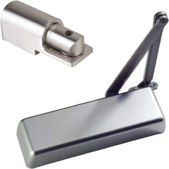 Ability One - 12" Closer Body Length, Commercial Grade 1 Door Closer Manual Damper - Aluminum Finish, Non-Handed - Exact Tool & Supply