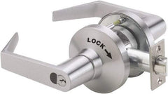 Ability One - Grade 1 Vestibule/Classroom/Security Lever Lockset - 2-3/4" Back Set, Zinc, Satin Chrome Finish - Exact Tool & Supply