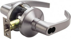 Ability One - Grade 1 Storeroom Lever Lockset - 2-3/4" Back Set, Zinc, Satin Chrome Finish - Exact Tool & Supply