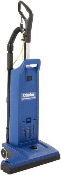 Clarke - Dual Motor Upright Vacuum Cleaner - 17-1/2" Cleaning Width, 9" Amps, Ergonomic Handle - Exact Tool & Supply