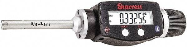 Starrett - 5/16" to 3/8", IP67, Carbide Face Electronic Inside Micrometer - 0.00005" Resolution, 0.00015" Accuracy, 2-1/4" Gage Depth - Exact Tool & Supply
