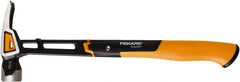Fiskars - 22 oz Head, Straight Framing Hammer - 16" OAL, Forged Steel Head, 1-5/16" Face Diam, Milled Face - Exact Tool & Supply