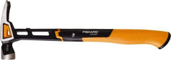 Fiskars - 20 oz Head, Straight Nail Hammer - 15-1/2" OAL, Forged Steel Head, 1-1/4" Face Diam, Smooth Face - Exact Tool & Supply