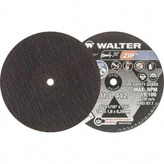 WALTER Surface Technologies - 4" 24 Grit Aluminum Oxide Cutoff Wheel - 1/16" Thick, 1/4" Arbor, 19,100 Max RPM, Use with Die Grinders - Exact Tool & Supply