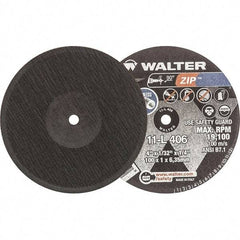 WALTER Surface Technologies - 4" 24 Grit Aluminum Oxide Cutoff Wheel - 1/32" Thick, 1/4" Arbor, 19,100 Max RPM, Use with Die Grinders - Exact Tool & Supply