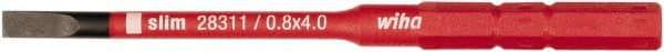 Wiha - 4mm Drive, Slotted Screwdriver Bit - 75mm OAL - Exact Tool & Supply