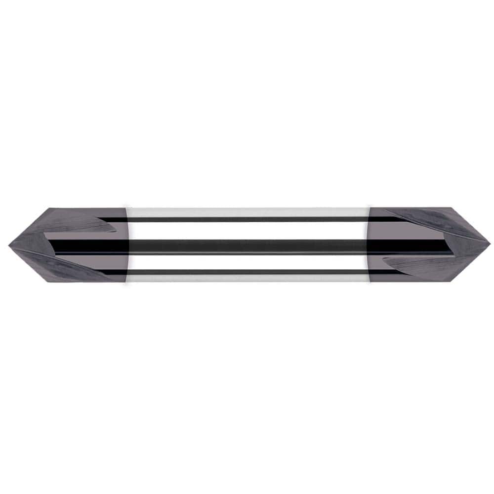Harvey Tool - 1/4" Diam 100°/80° 2-Flute Double End Solid Carbide Chamfer Mill - Exact Tool & Supply