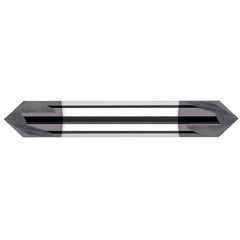 Harvey Tool - 1/4" Diam 100°/80° 2-Flute Double End Solid Carbide Chamfer Mill - Exact Tool & Supply