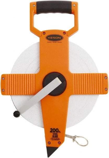 Keson - 200' x 3/8" Tape Measure - 1/10 & 1/100" Graduation - Exact Tool & Supply