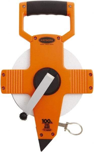 Keson - 100' x 3/8" Tape Measure - 1/10 & 1/100" Graduation - Exact Tool & Supply