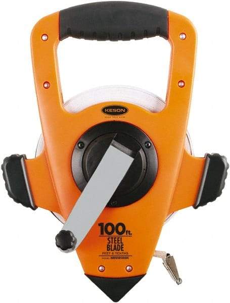 Keson - 100' x 3/8" Tape Measure - 1/10 & 1/100" Graduation - Exact Tool & Supply
