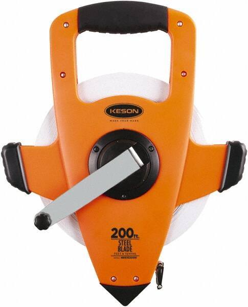 Keson - 200' x 3/8" Tape Measure - 1/10 & 1/100" Graduation - Exact Tool & Supply