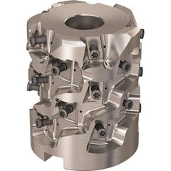 Seco - 25 Inserts, 2.4803" Cut Diam, 1.06" Arbor Diam, 58mm Max Depth of Cut, Indexable Square-Shoulder Face Mill - 90° Lead Angle, 2.9528" High, LOEX-12 Insert Compatibility, Through Coolant, Series Square T4-12 - Exact Tool & Supply