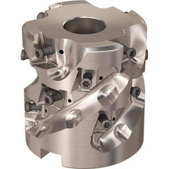 Seco - 16 Inserts, 2.4803" Cut Diam, 1.06" Arbor Diam, 46mm Max Depth of Cut, Indexable Square-Shoulder Face Mill - 90° Lead Angle, 2.5591" High, LOEX-12 Insert Compatibility, Through Coolant, Series Square T4-12 - Exact Tool & Supply