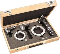 Starrett - 50 to 100mm, 100mm Gage Depth, 0.001mm Resolution, Friction Thimble, IP65 Electronic Inside Hole Micrometer Set - Accurate to 0.005mm, 1 Head, 3 Anvils, 2 Setting Rings, Data Output, Instant Inch/Millimeter Conversion - Exact Tool & Supply