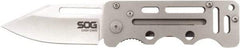 SOG Specialty Knives - 2-3/4" Blade, 3" OAL, Straight Money Clip Folding Knife - 3.4" Closed Length, Stainless Steel, 1 Blade, 1 Edge, Belt clip - Exact Tool & Supply