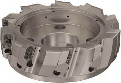 Seco - 10 Inserts, 200mm Cut Diam, 60mm Arbor Diam, 25mm Max Depth of Cut, Indexable Square-Shoulder Face Mill - 90° Lead Angle, 63mm High, ABEX 26.. Insert Compatibility, Through Coolant, Series R220.96 - Exact Tool & Supply