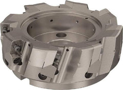 Seco - 8 Inserts, 160mm Cut Diam, 40mm Arbor Diam, 25mm Max Depth of Cut, Indexable Square-Shoulder Face Mill - 90° Lead Angle, 63mm High, ABEX 26.. Insert Compatibility, Through Coolant, Series R220.96 - Exact Tool & Supply