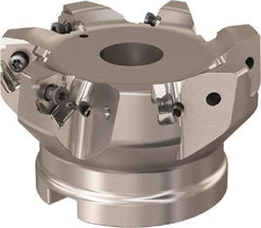 Seco - 7 Inserts, 84mm Cut Diam, 27mm Arbor Diam, 7.5mm Max Depth of Cut, Indexable Square-Shoulder Face Mill - 90° Lead Angle, 50mm High, XNEX 08 Insert Compatibility, Through Coolant, Series R220.96 - Exact Tool & Supply