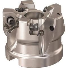 Seco - 5 Inserts, 52mm Cut Diam, 22mm Arbor Diam, 7.5mm Max Depth of Cut, Indexable Square-Shoulder Face Mill - 90° Lead Angle, 40mm High, XNEX 08 Insert Compatibility, Through Coolant, Series R220.96 - Exact Tool & Supply