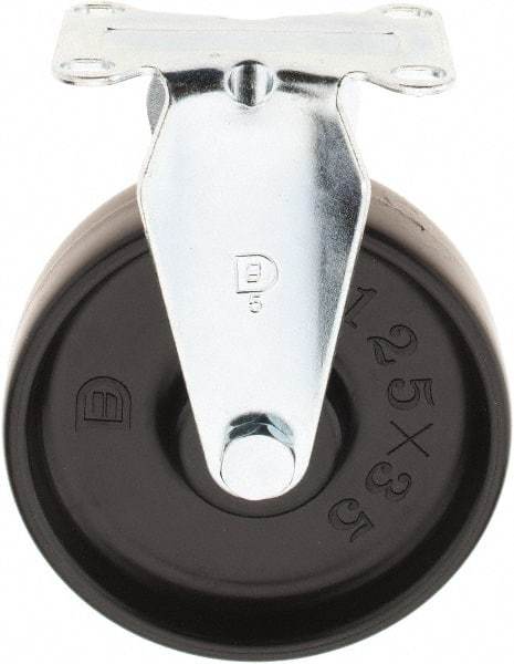 Value Collection - 5" Diam x 1-1/4" Wide x 6-15/64" OAH Top Plate Mount Rigid Caster - Polypropylene, 300 Lb Capacity, Sleeve Bearing, 2-3/8 x 3-5/8" Plate - Exact Tool & Supply