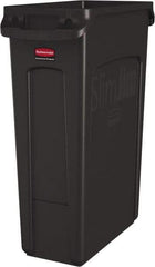 Rubbermaid - 23 Gal Brown Rectangle Trash Can - Polyethylene, None Graphic, 30" High x 22" Long x 11" Wide, Lid Not Included - Exact Tool & Supply
