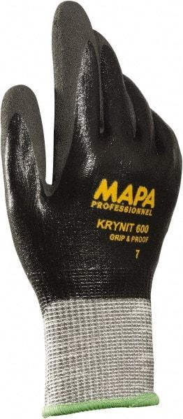 MAPA Professional - Size L (9), ANSI Cut Lvl 2, Puncture Lvl 3, Abrasion Lvl 4, Nitrile Coated HDPE Cut Resistant Gloves - Fully Coated Coated, HDPE Lining, Knit Wrist, Gray, Paired - Exact Tool & Supply