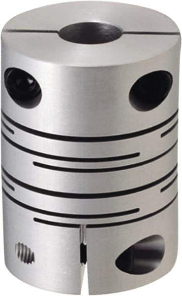 NBK - 8 to 10mm Bore, Clamp Style One Piece Slit Type Flexible Coupling - 32mm OD, 41mm OAL, Aluminum Alloy, Clamp Style - Exact Tool & Supply