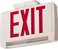 Lithonia Lighting - 1 Face, 2.32 Watt, White, Thermoplastic, LED, Illuminated Exit Sign - 120/277 VAC, Nickel Cadmium, Surface Mounted, Wall Mounted - Exact Tool & Supply