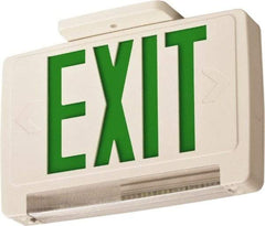 Lithonia Lighting - 1 Face, 2.32 Watt, White, Thermoplastic, LED, Illuminated Exit Sign - 120/277 VAC, Nickel Cadmium, Surface Mounted, Wall Mounted - Exact Tool & Supply
