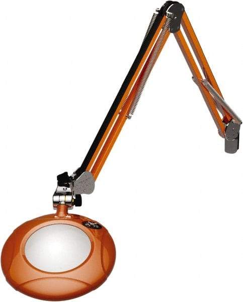 O.C. White - 43 Inch, Spring Suspension, Clamp on, LED, Brilliant Orange, Magnifying Task Light - 8 Watt, 7.5 and 15 Volt, 2x Magnification, 5 Inch Long - Exact Tool & Supply