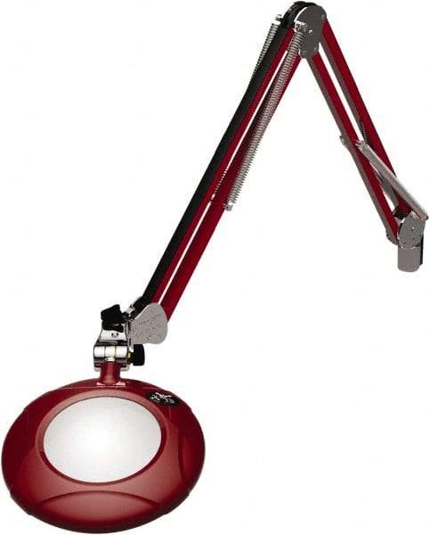 O.C. White - 43 Inch, Spring Suspension, Clamp on, LED, Blaze Red, Magnifying Task Light - 8 Watt, 7.5 and 15 Volt, 2x Magnification, 5 Inch Long - Exact Tool & Supply
