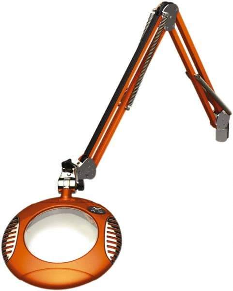 O.C. White - 43 Inch, Spring Suspension, Clamp on, LED, Brilliant Orange, Magnifying Task Light - 8 Watt, 7.5 and 15 Volt, 2x Magnification, 6 Inch Long - Exact Tool & Supply