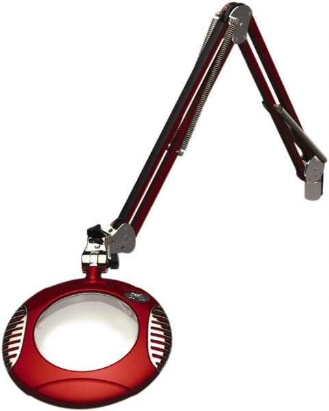 O.C. White - 43 Inch, Spring Suspension, Clamp on, LED, Blaze Red, Magnifying Task Light - 8 Watt, 7.5 and 15 Volt, 2x Magnification, 6 Inch Long - Exact Tool & Supply