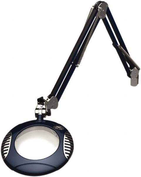 O.C. White - 43 Inch, Spring Suspension, Clamp on, LED, Spectre Blue, Magnifying Task Light - 8 Watt, 7.5 and 15 Volt, 2x Magnification, 6 Inch Long - Exact Tool & Supply