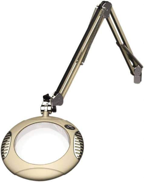 O.C. White - 43 Inch, Spring Suspension, Clamp on, LED, Shadow White, Magnifying Task Light - 8 Watt, 7.5 and 15 Volt, 2x Magnification, 5-1/4 Inch Wide, 7-1/2 Inch Long - Exact Tool & Supply