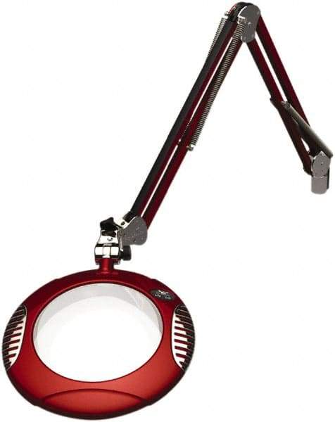 O.C. White - 43 Inch, Spring Suspension, Clamp on, LED, Blaze Red, Magnifying Task Light - 8 Watt, 7.5 and 15 Volt, 2x Magnification, 5-1/4 Inch Wide, 7-1/2 Inch Long - Exact Tool & Supply