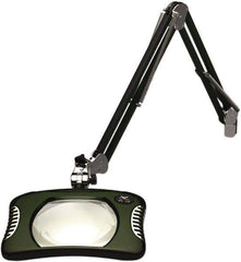 O.C. White - 43 Inch, Spring Suspension, Clamp on, LED, Racing Green, Magnifying Task Light - 8 Watt, 7.5 and 15 Volt, 2x Magnification, 5-1/4 Inch Wide, 7 Inch Long - Exact Tool & Supply