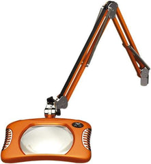 O.C. White - 43 Inch, Spring Suspension, Clamp on, LED, Brilliant Orange, Magnifying Task Light - 8 Watt, 7.5 and 15 Volt, 2x Magnification, 5-1/4 Inch Wide, 7 Inch Long - Exact Tool & Supply